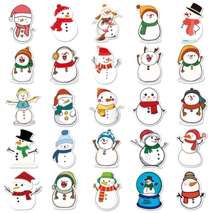 50pcs cute snowman waterproof graffiti stickers for laptops and suitcases decoration
