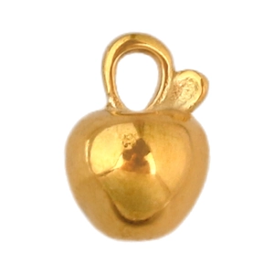 Polierter goldener Apfelanhänger mit Blattdetail und Ring für DIY-Halsketten