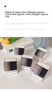 Macro shot of 20 high-elasticity nylon hair ties in neutral gradient shades with gift box