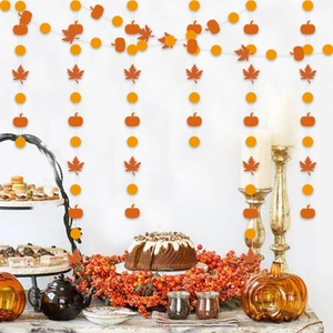 Maple Leaf Pumpkin Paper Garland Autumn Thanksgiving Party Decoration Hanging Banner For Home Kitchen Halloween Fall Decor