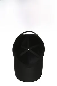 Detail view of the warm fleece lining inside the black winter baseball cap for men