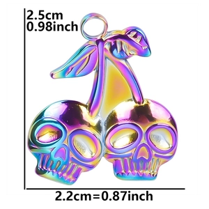 Detailed size specifications for rainbow skull cherry stainless steel pendant accessory