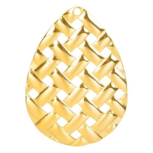 Teardrop pendant in 18k gold-plated stainless steel with an intricate woven texture design