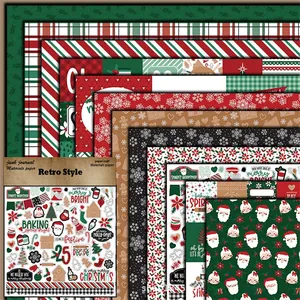 Detail of retro Christmas scrapbook paper with gingerbread and baking patterns