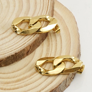 Boucles d'oreilles clous en acier inoxydable plaqué or 18 carats à maillons épais