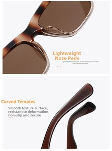 Detailed view of lightweight nose pads and ergonomic curved temples on amber sunglasses