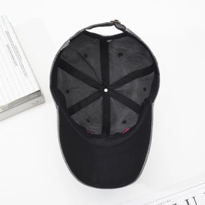 Casquette de baseball en coton lavé gris foncé ajustable avec broderie et boucle métal