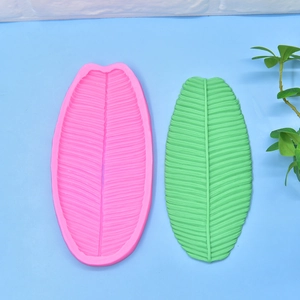 Pink banana leaf silicone mold for DIY fondant or soap making with realistic veins