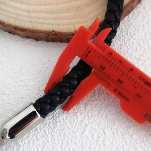 6mm black braided leather phone lanyard wrist strap with silver spring buckle measurement