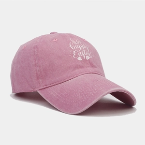 Casquette de baseball en coton rose avec motif Happy Easter et oreilles de lapin stylées