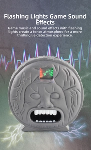 Detail of the ancient Roman lie detector toy showing flashing lights and sound effects