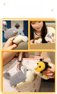 Detail of plush animal keychain showing bubbles and soft texture for stress relief
