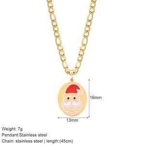 Stainless steel Santa Claus pendant necklace with red enamel and 45cm chain length