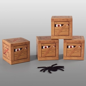 Halloween Gift Boxes Wood Grain Paper Candy Box Monster Eyes Pirate Treasure Crate Style Party Favors Caution Warning Theme