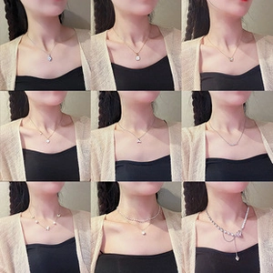 Collage of nine rabbit pendants and stylish necklaces in gold and silver finish