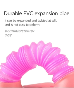 Pink PVC stretchable pop tube toy with flexible corrugated structure for sensory relief