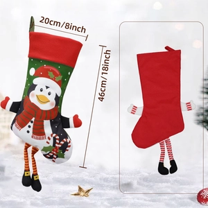 Large penguin Christmas stocking hanging decoration for gift bags 46cm 18inch size