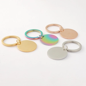 Detailed set of round stainless steel keychains in gold, silver, rose gold and rainbow colors