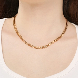 Elegant 18k gold plated wheat chain necklace for women made of durable stainless steel