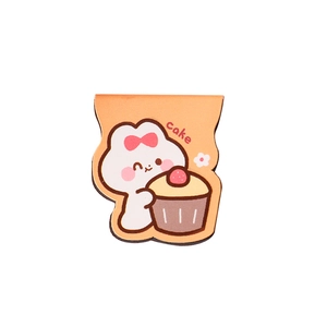 Cute cartoon white bunny magnetic bookmark holding a cupcake with cake lettering