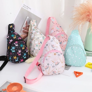 Nylon cartoon children chest bags in various animal prints for summer outings