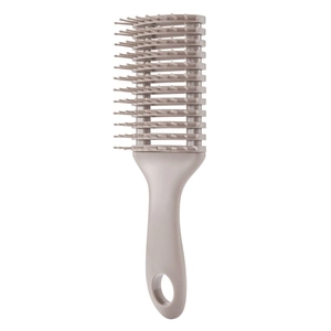 Taupe vented curved hair brush with wide teeth for detangling and scalp massage