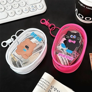 Transparent PVC mini organizers with cute bear and cat prints and handy keychains