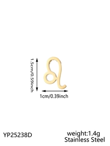 Detailed size measurement of Leo zodiac stainless steel pendant with gold plating