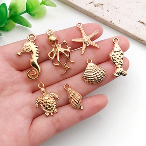 KC Gold Ozean-Anhänger-Set mit Seepferdchen und Seestern für DIY-Schmuckherstellung