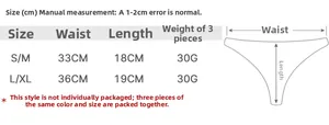 Detailed size guide table for sheer mesh embroidered thong with waist and length measurements