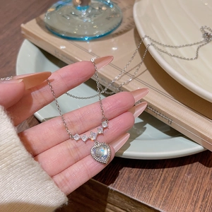 Elegant Titanium Steel Pendant Necklace With Zircon Heart Star Moon Shell Artificial Pearl 18K Gold Plated Jewelry For Women