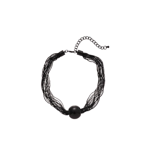 Minimalist multi-layer chain bracelet with black bead and adjustable lobster clasp