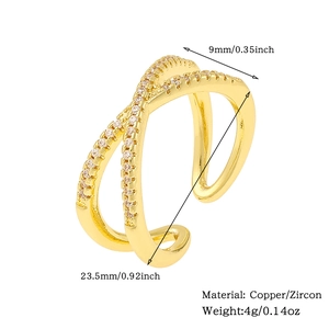 Detail view of gold zircon ring with copper material, size 9mm and weight 4g measurements