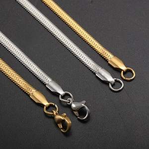 Stainless Steel Herringbone Chain Necklace Flat Snake Bone Link Minimalist Hip Hop Punk Jewelry For Men Women Polished