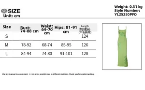 Detailed size chart for the floral summer midi dress with measurements in centimeters