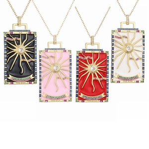 Colorful tarot the sun necklaces in black pink red and white with zircon crystals