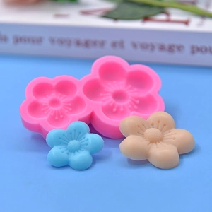 Pink silicone mold for cherry blossom flowers with two cavity DIY baking design