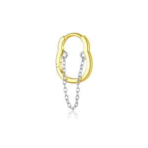 Minimalist S925 sterling silver tassel drop earrings in two-tone gold and silver finish