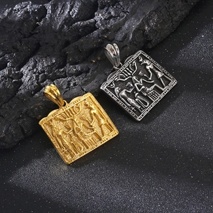 Vintage Egyptian Pharaoh pendant necklace in gold and silver finish for men