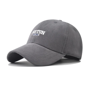 Dark grey cotton baseball cap with white Boston 1630 embroidery in a 45-degree side view