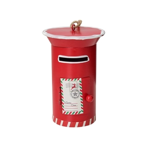 Red retro Christmas iron mailbox ornament with Merry Christmas text for tree decoration