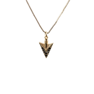 Arrow Pendant Necklace Copper Gold Plated With Black Zircon Box Chain Punk Hip Hop Style For Men Women