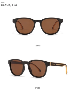 Classic black TR sunglasses with tea lenses showing front and 45-degree side views