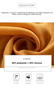Detail aus weichem ingwergelbem Stoff aus 80% Polyester und 20% Viskose Material