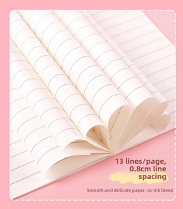 Detail of soft cream paper sheets showing 0.8cm line spacing and ink-resistant texture