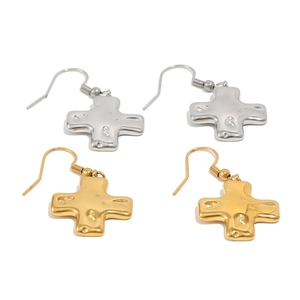 Ensemble de boucles d'oreilles en acier inoxydable doré et argenté à texture croix