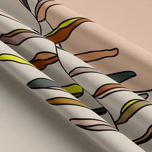 Bohemian tapestry wall hanging with abstract botanical leaf prints in neutral tones