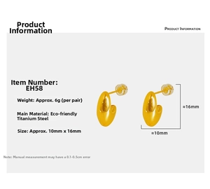 Detail view of 18K gold plated teardrop earrings with 10mm x 16mm size specifications
