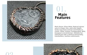 Detail eines handgeschnitzten Glas-Buddha-Anhängers mit Bronze-Drahtumwicklung im Vintage-Stil