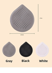 Set di tre filtri in silicone per lavandino, design a goccia, colori grigio e bianco